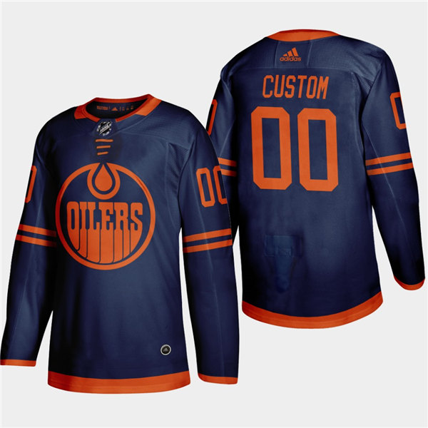 Men's Edmonton Oilers Custom adidas Navy Alternate Jersey Stitched