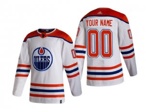 Men's Edmonton Oilers Custom adidas White 2021 Season Reverse Retro Jersey Stitched