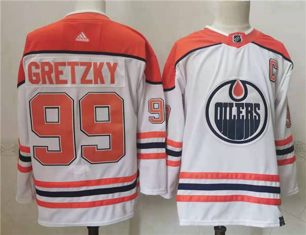 Men's Edmonton Oilers Retired Player #99 Wayne Gretzky adidas 2021 Season Reverse Retro Edition White Stitched