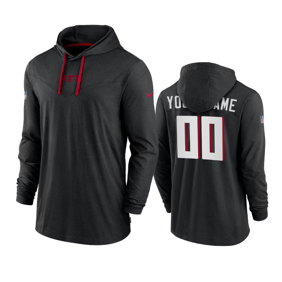 Men's Falcons Custom Black Sideline Performance Hoodie Tri-Blend T-Shirt