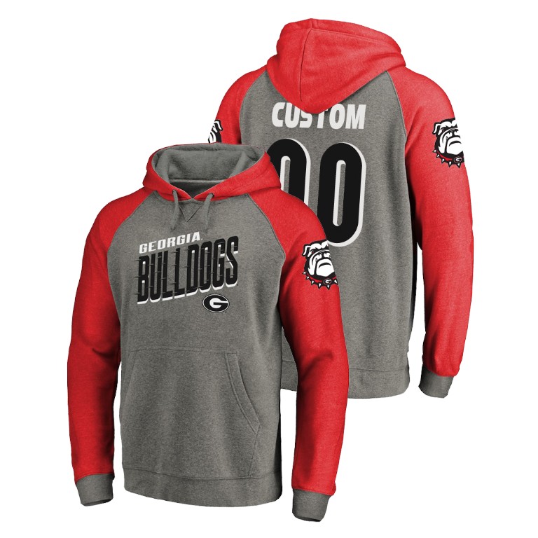 Men's Fanatics Branded #00 Custom Georgia Bulldogs Raglan Heathered Gray Slant Strike Hoodie