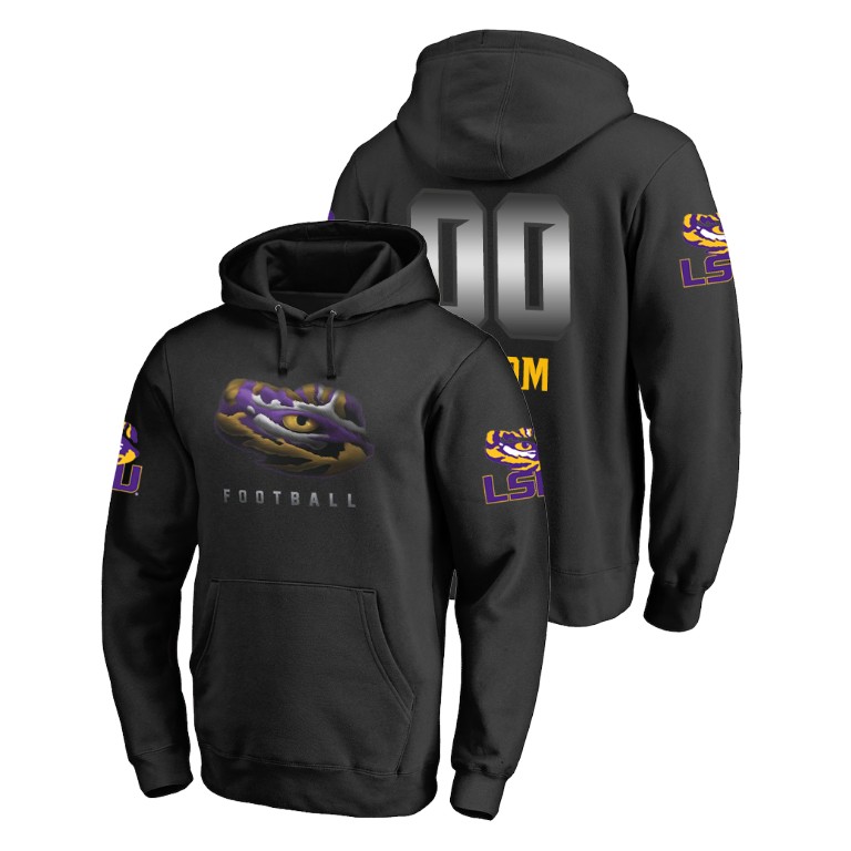 Men's Fanatics Branded #00 Custom LSU Tigers Football Black Midnight Mascot Hoodie