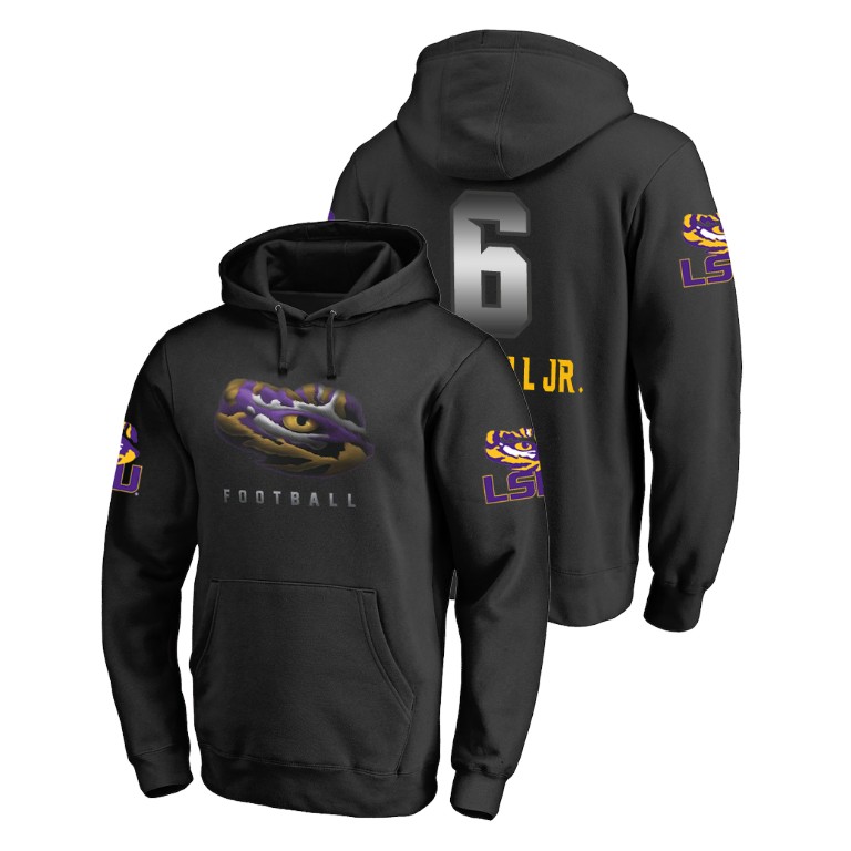 Men's Fanatics Branded #6 Terrace Marshall Jr. LSU Tigers Football Black Midnight Mascot Hoodie
