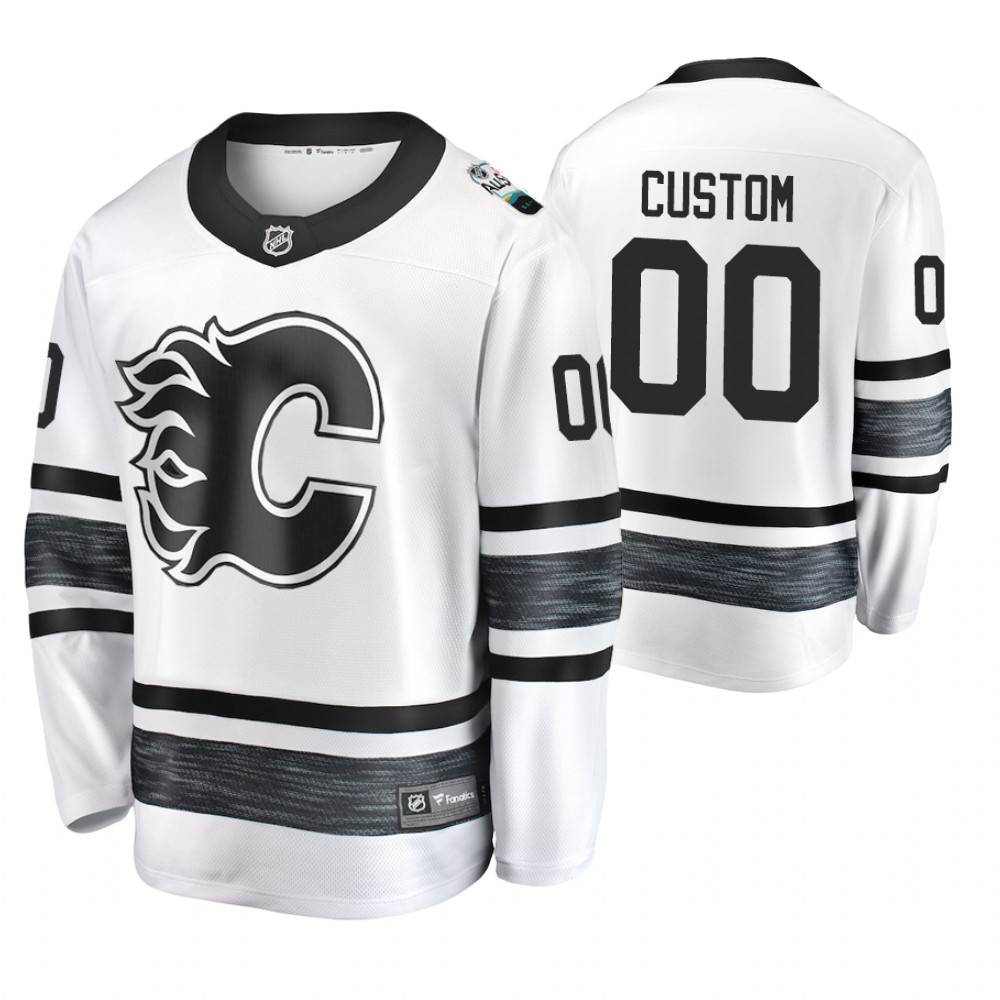 Men's Flames #00 Custom White 2019 NHL All-Star Jersey