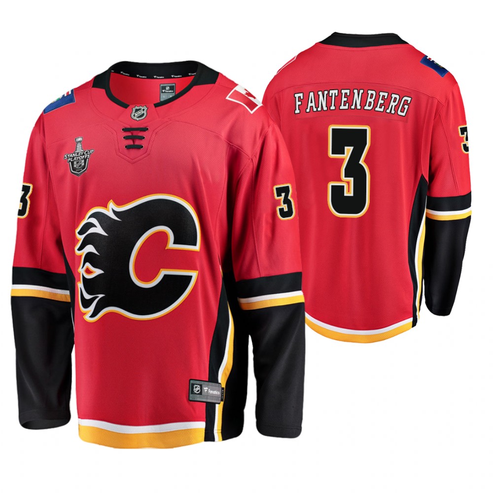 Men's Flames #3 Oscar Fantenberg Breakaway Stanley Cup Playoffs Jersey Red