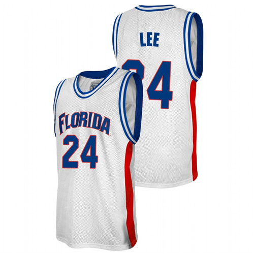 Men's Florida Gators #24 White David Lee College Baketball Alumni Jersey