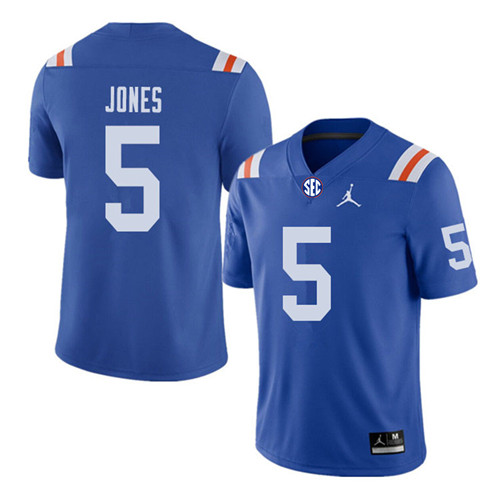 Men's Florida Gators #5 Emory Jones Jordan Blue Throwback Football Jersey