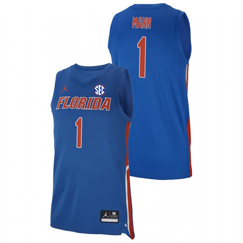 Men's Florida Gators 2019-20 #1 Royal Tre Mann College Basketball Replica Jersey