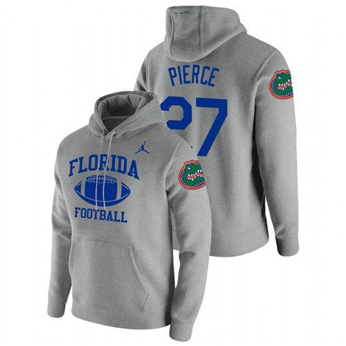 Men's Florida Gators Dameon Pierce Heathered Gray Retro Football Pullover Hoodie