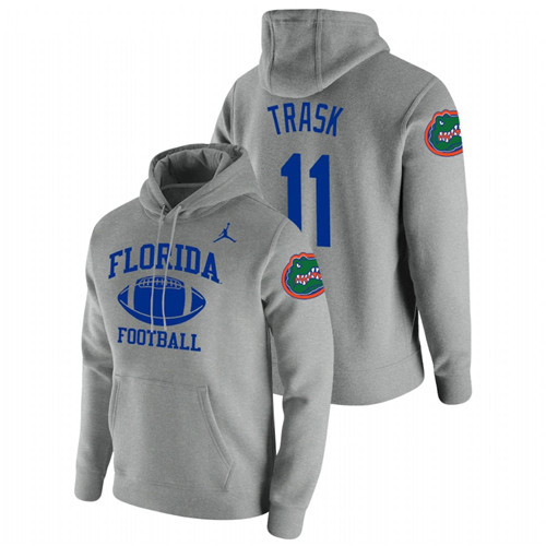 Men's Florida Gators Kyle Trask Heathered Gray Retro Football Pullover Hoodie