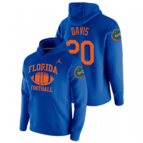 Men's Florida Gators Malik Davis Royal Retro Football Pullover Hoodie