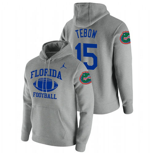 Men's Florida Gators Tim Tebow Heathered Gray Retro Football Pullover Hoodie