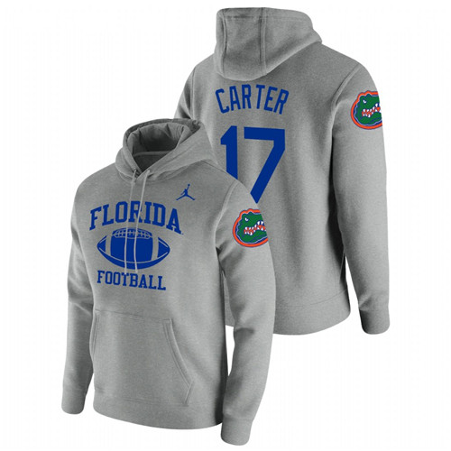 Men's Florida Gators Zachary Carter Heathered Gray Retro Football Pullover Hoodie