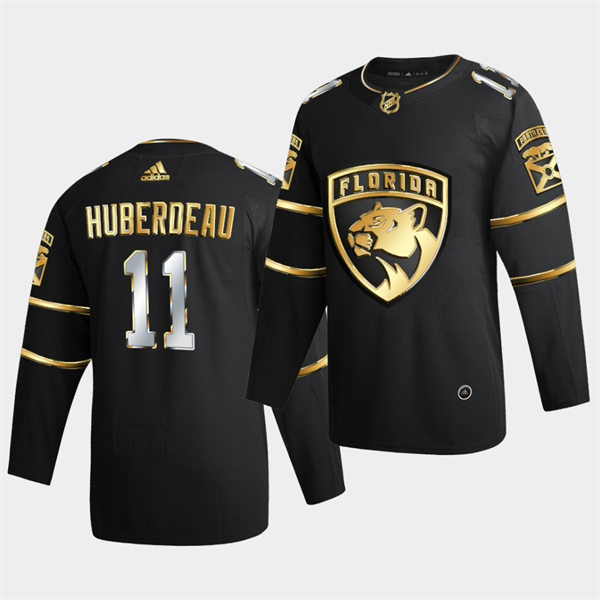 Men's Florida Panthers #11 Jonathan Huberdeau 2021 Black Golden Edition Jersey Stitched