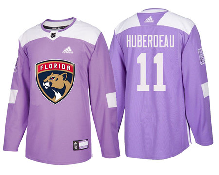 Men's Florida Panthers #11 Jonathan Huberdeau Purple Hockey Fights Cancer Practice Jersey Stitched
