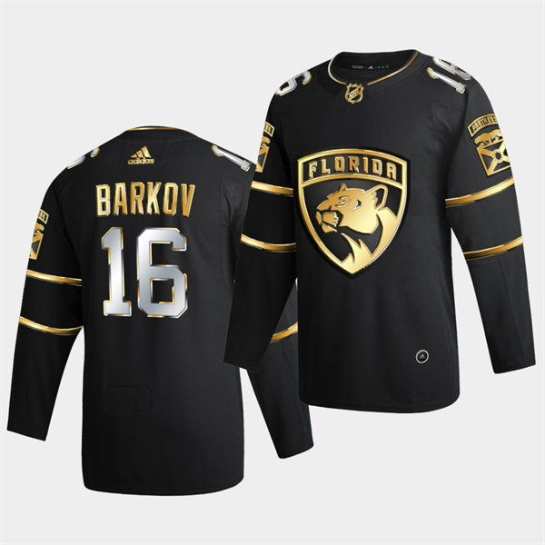 Men's Florida Panthers #16 Aleksander Barkov 2021 Black Golden Edition Jersey Stitched