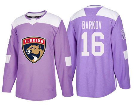 Men's Florida Panthers #16 Aleksander BarkovPurple Hockey Fights Cancer Practice Jersey Stitched