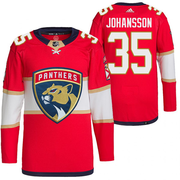 Men's Florida Panthers #35 Jonas Johansson adidas Red Home Primegreen Player Jersey Stitched