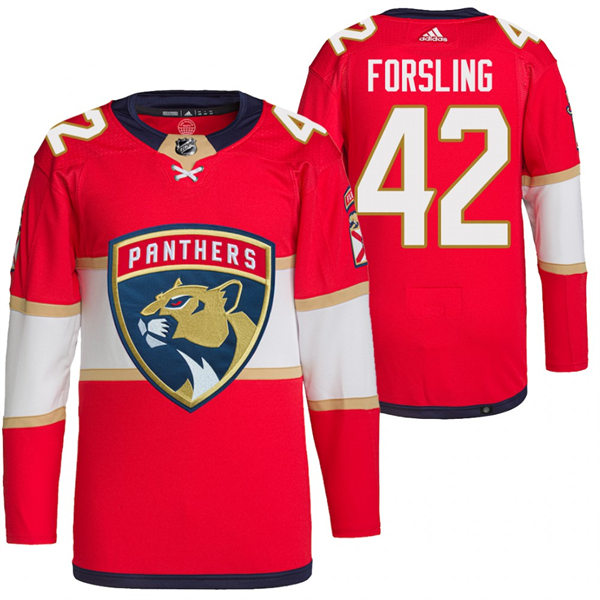 Men's Florida Panthers #42 Gustav Forsling adidas Red Home Primegreen Player Jersey Stitched