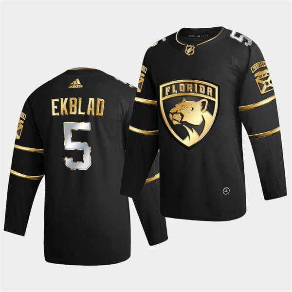 Men's Florida Panthers #5 Aaron Ekblad 2021 Black Golden Edition Jersey Stitched