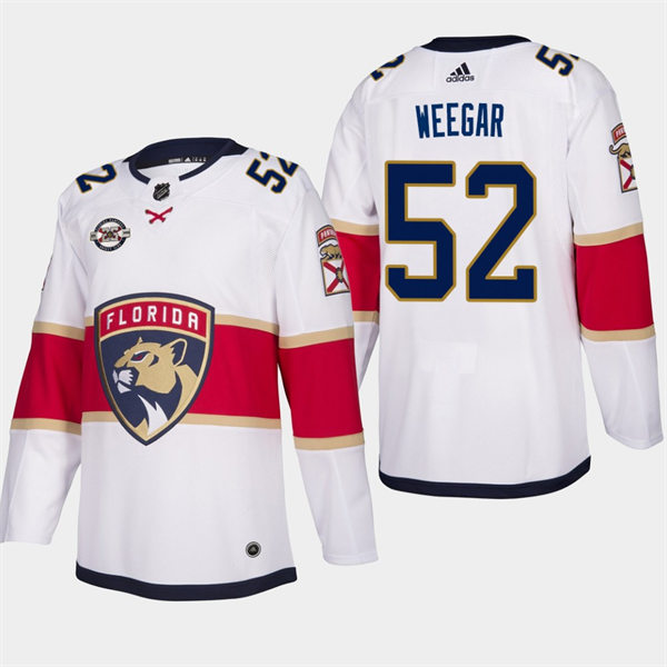 Men's Florida Panthers #52 MacKenzie Weegar Adidas White Away Player Jersey Stitched