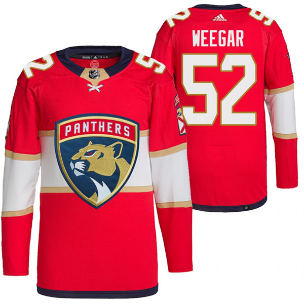 Men's Florida Panthers #52 MacKenzie Weegar adidas Red Home Primegreen Player Jersey Stitched