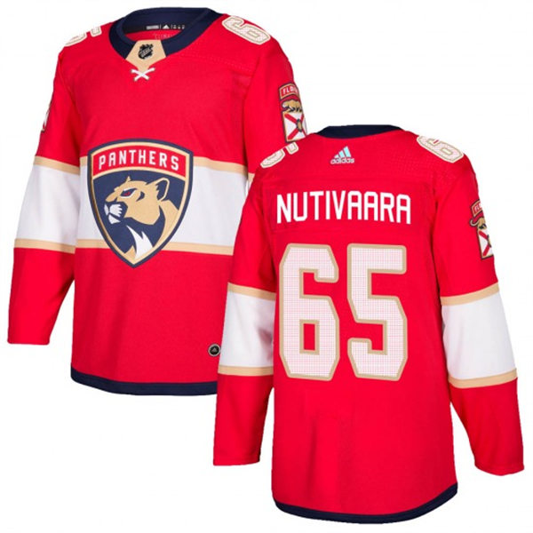 Men's Florida Panthers #65 Markus Nutivaara adidas Red Home Primegreen Player Jersey Stitched
