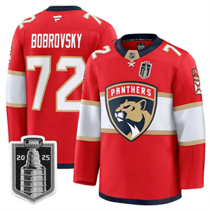 Men's Florida Panthers 2025 Stanley Cup Final Premium Jersey - All Stitched Sergei Bobrovsky 72