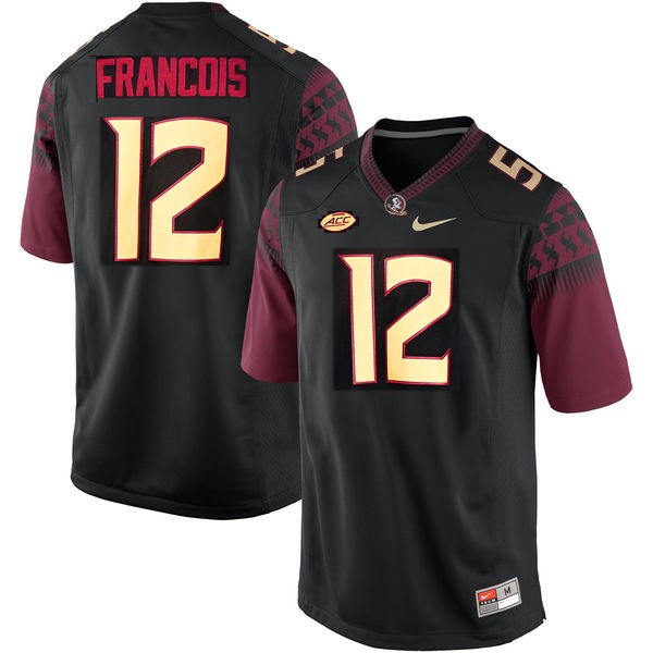 Men's Florida State Seminoles #12 Deondre Francois Black Football Jersey