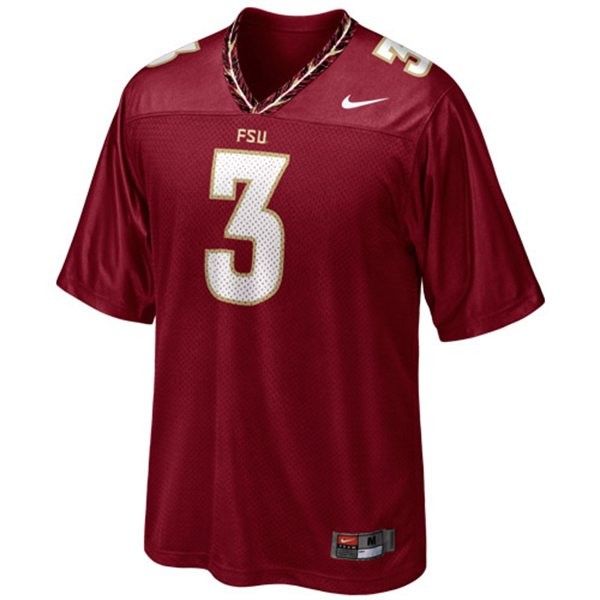 Men's Florida State Seminoles #3 E.J. Manuel Red Football Jersey