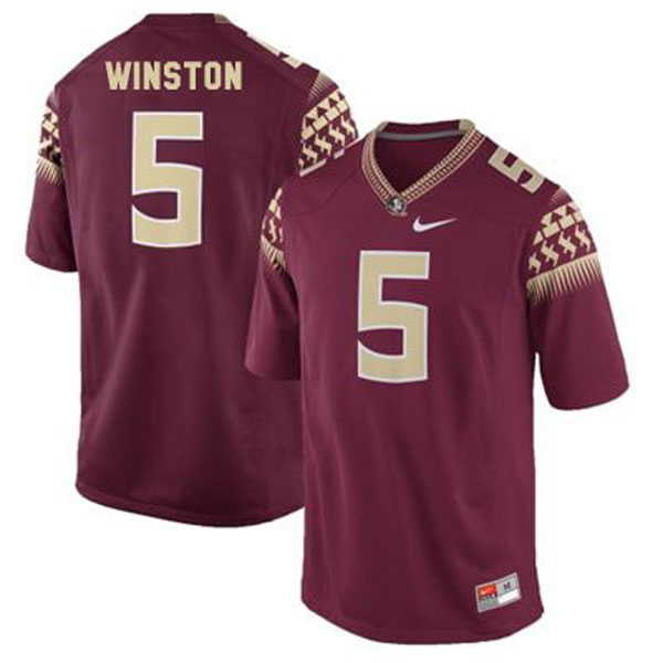 Men's Florida State Seminoles #5 Jameis Winston Red Football Jersey