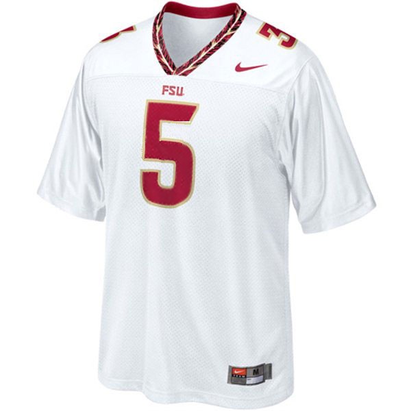 Men's Florida State Seminoles #5 Jameis Winston White Football Jersey