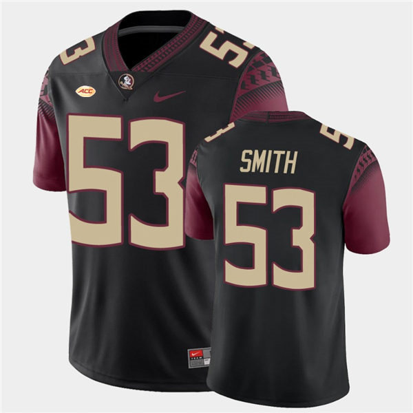 Men's Florida State Seminoles #53 Maurice Smith Nike Black College Football Game Jersey