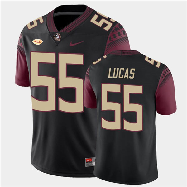 Men's Florida State Seminoles #55 Dontae Lucas Nike Black College Football Game Jersey