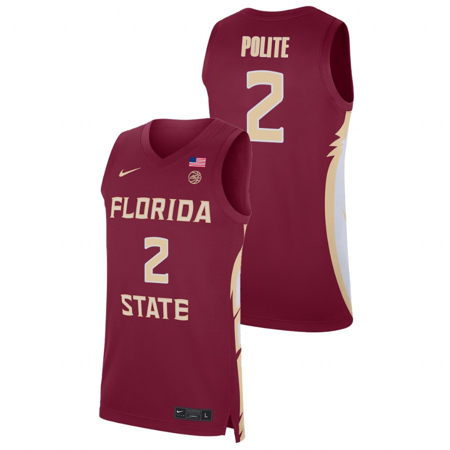 Men's Florida State Seminoles Anthony Polite Basketball 2021 Replica Jersey Red