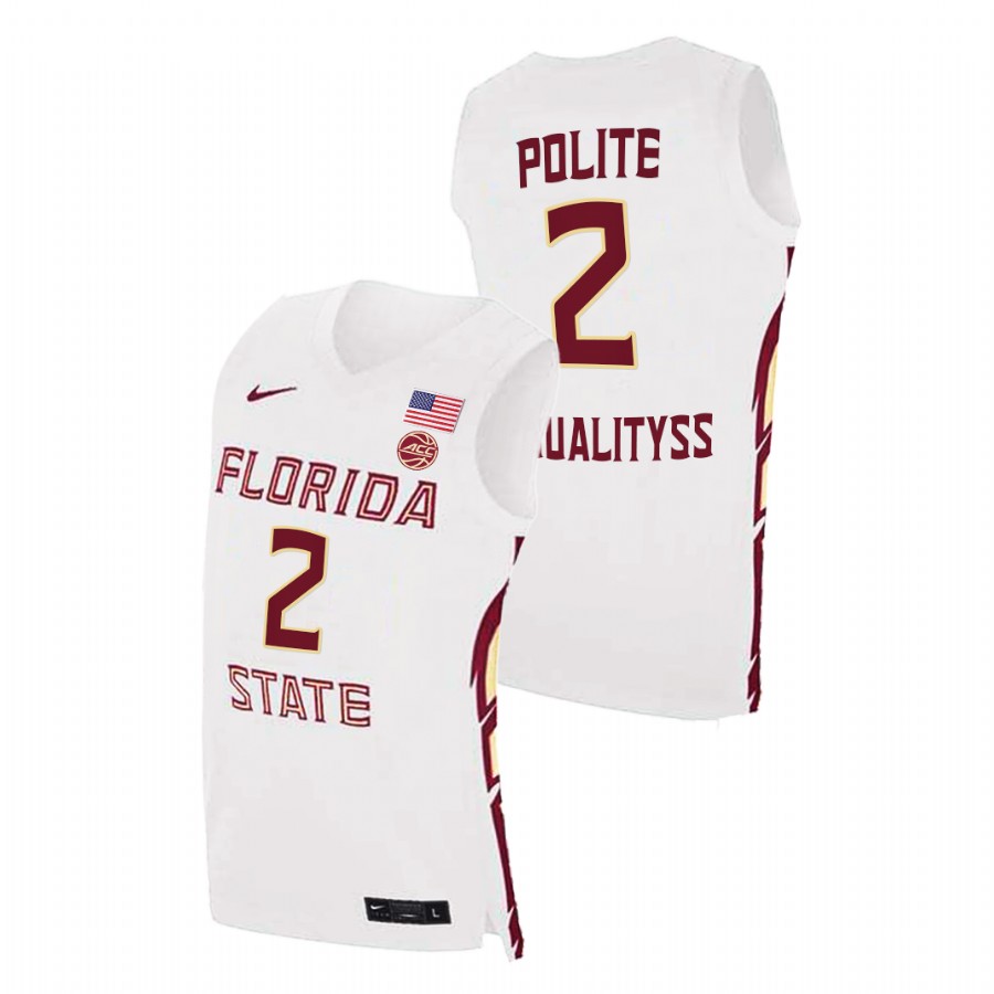 Men's Florida State Seminoles Anthony Polite Basketball 2021 Swingman Jersey White