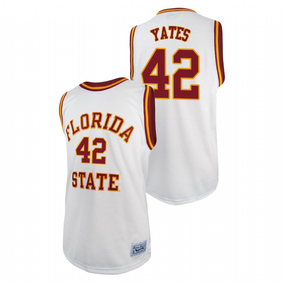 Men's Florida State Seminoles Cleveland Yates Basketball 2021 Original Retro Jersey White