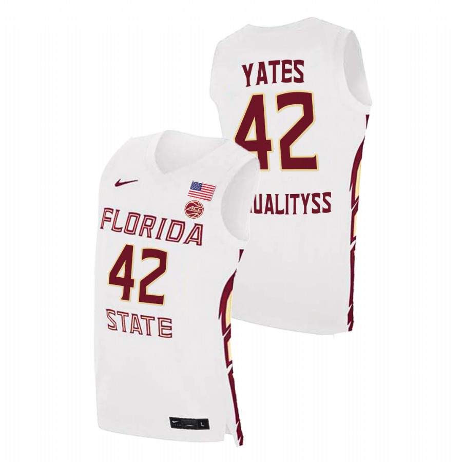 Men's Florida State Seminoles Cleveland Yates Basketball 2021 Swingman Jersey White