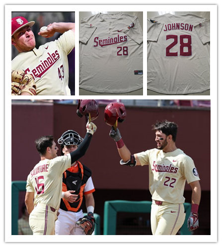 Men's Florida State Seminoles Custom Nike Cream Two-Button Pullover Baseball Jersey