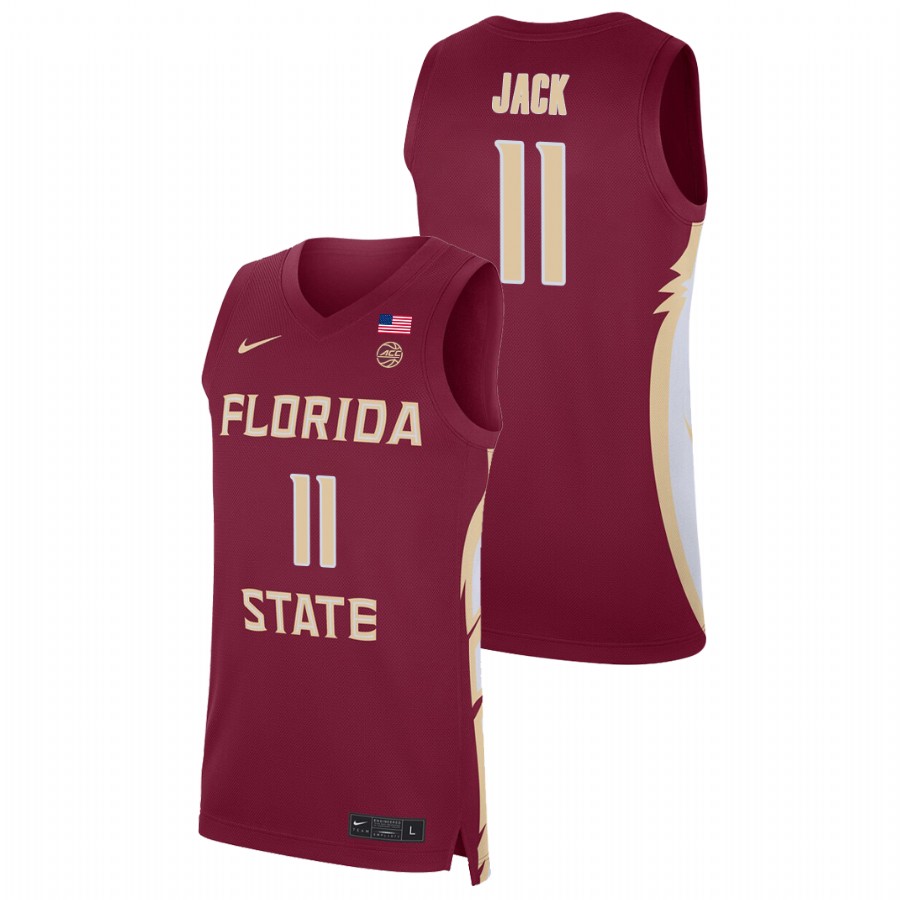 Men's Florida State Seminoles Nathanael Jack Basketball 2021 Replica Jersey Red