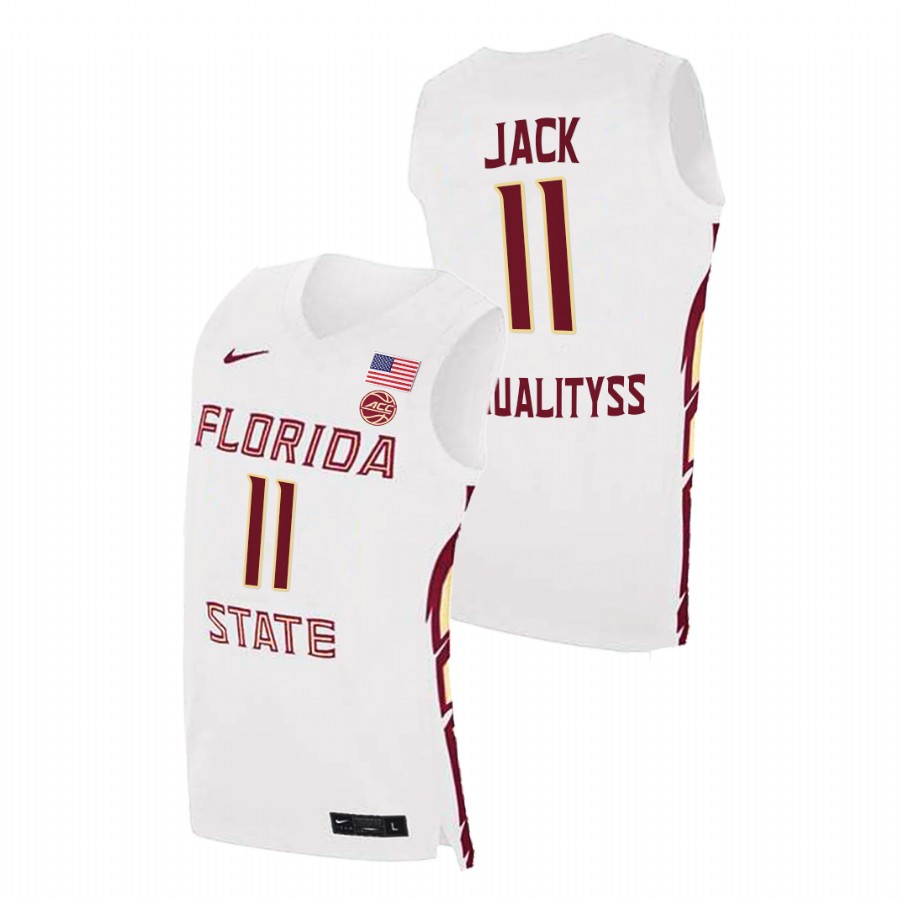 Men's Florida State Seminoles Nathanael Jack Basketball 2021 Swingman Jersey White