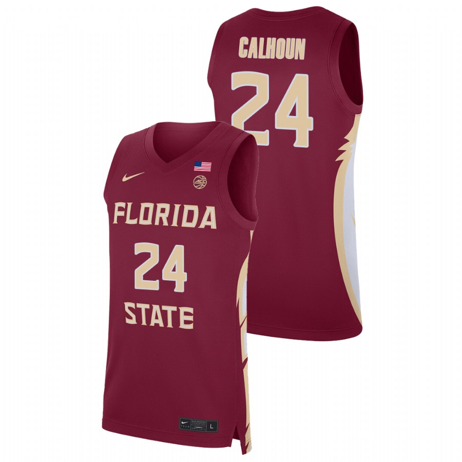 Men's Florida State Seminoles Sardaar Calhoun Basketball 2021 Replica Jersey Red