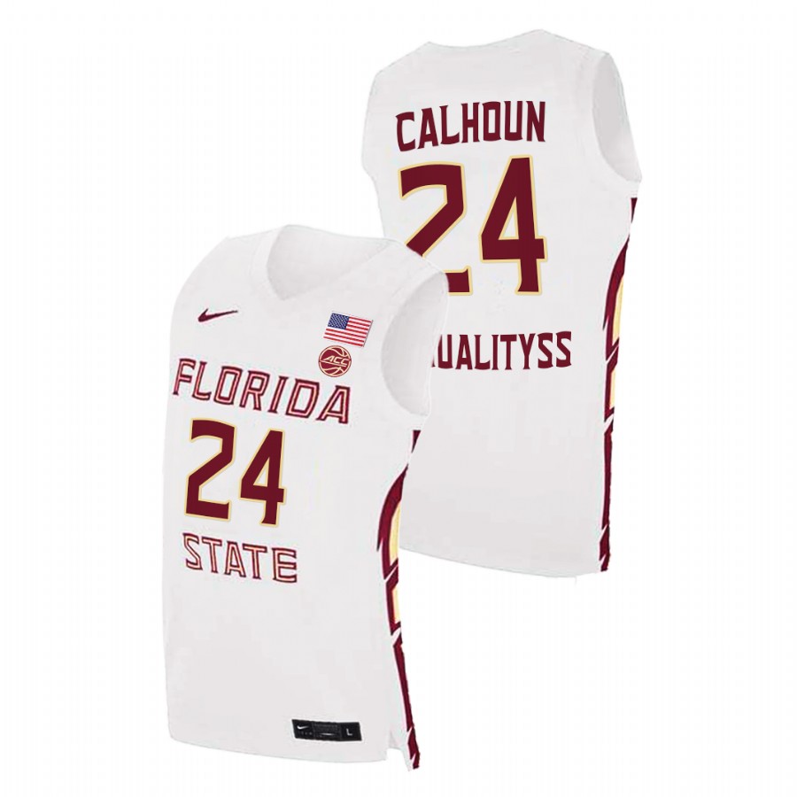 Men's Florida State Seminoles Sardaar Calhoun Basketball 2021 Swingman Jersey White