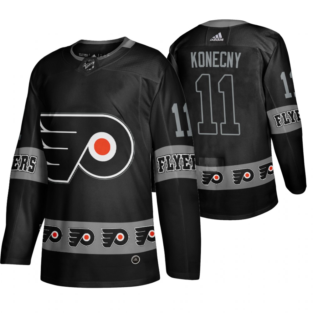 Men's Flyers #11 Travis Konecny Logo sleeve Breakaway Jersey Black