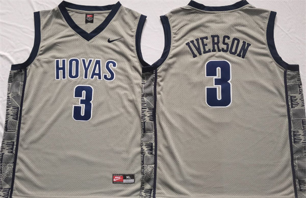 Men's Georgetown Hoyas #3 Allen Iverson Gray NCAA Basketball Jersey