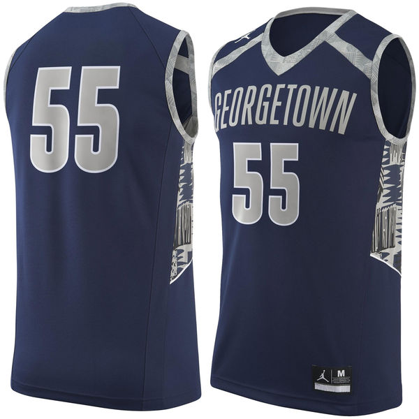 Men's Georgetown Hoyas #55 Navy Basketball Jersey
