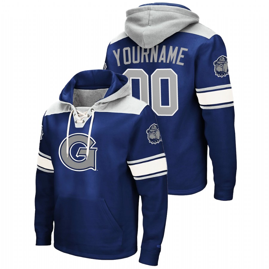 Men's Georgetown Hoyas Custom Navy 2.0 Lace-Up Pullover Hoodie