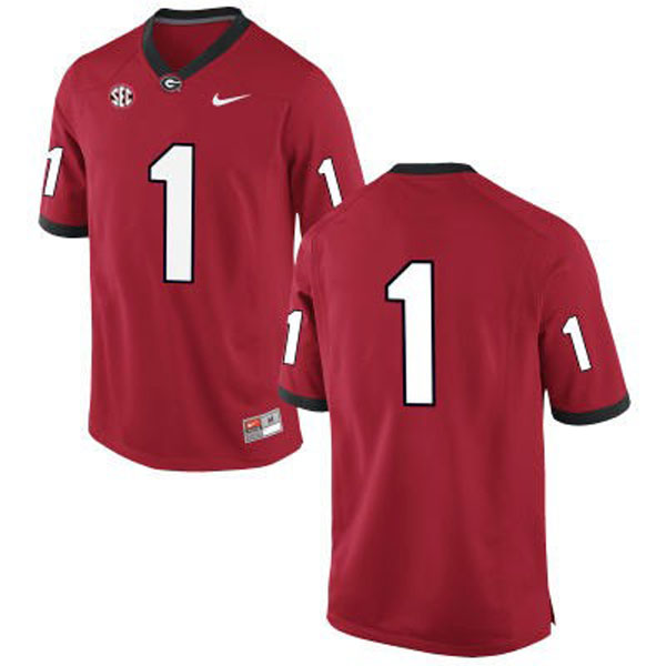Men's Georgia Bulldogs #1 Red Football Jersey