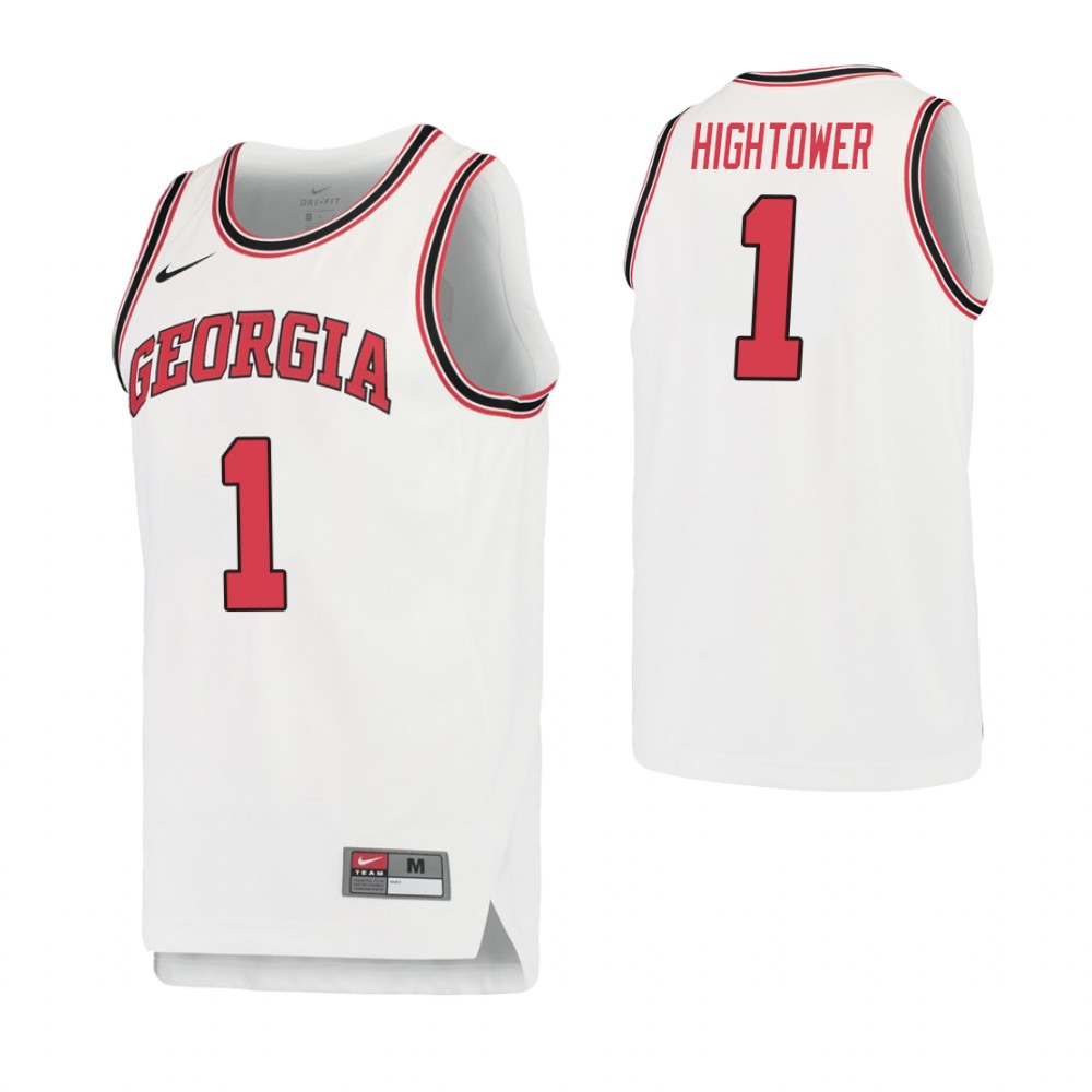Men's Georgia Bulldogs #1 Teshaun Hightower College Basketball Retro Performance Jersey White
