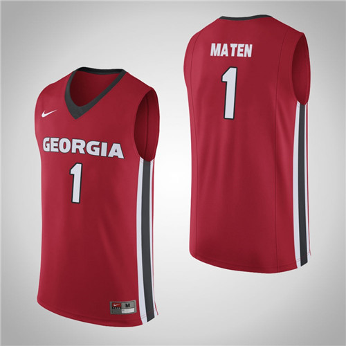 Men's Georgia Bulldogs #1 Yante Maten College Basketball Replica Jersey Red